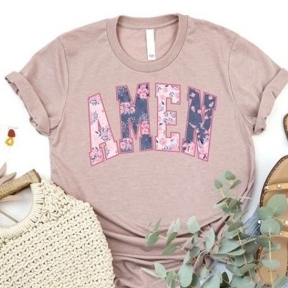 Mauve Amen Floral Graphic T-Shirt Short Sleeve Crewneck